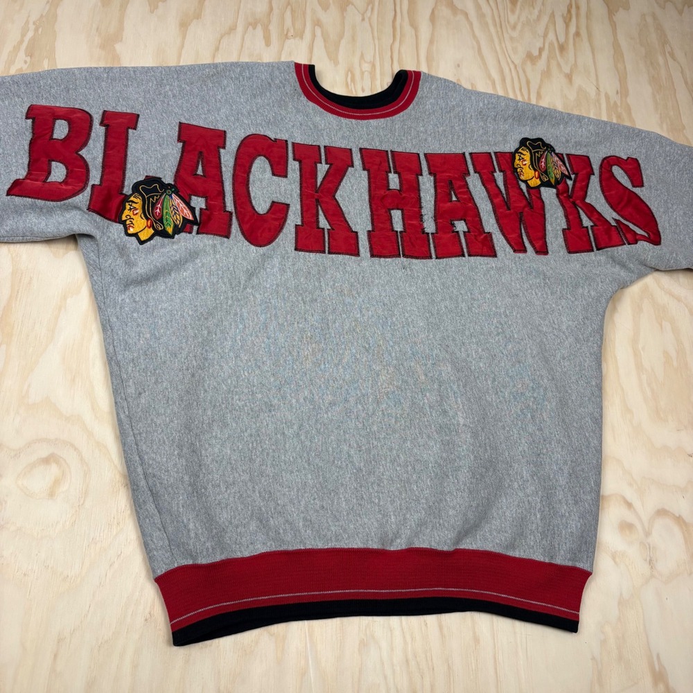 Vintage Legends Athletic Chicago Blackhawks Sweatshirt Gray Red Large NHL USA